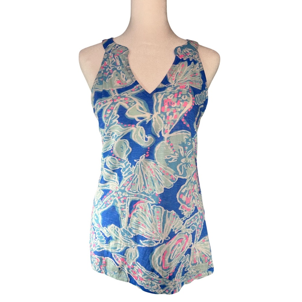 Lilly Pulitzer Bright Color Beach Themed Tank Top Size XS